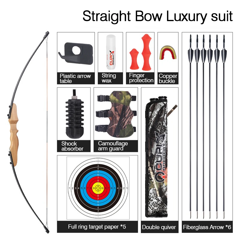 Archery Equipment Straight Bow Luxury Bow and Arrow Set Split Wooden Bow and Arrow Wooden Handle Straight Bow Scenic Area Arrow