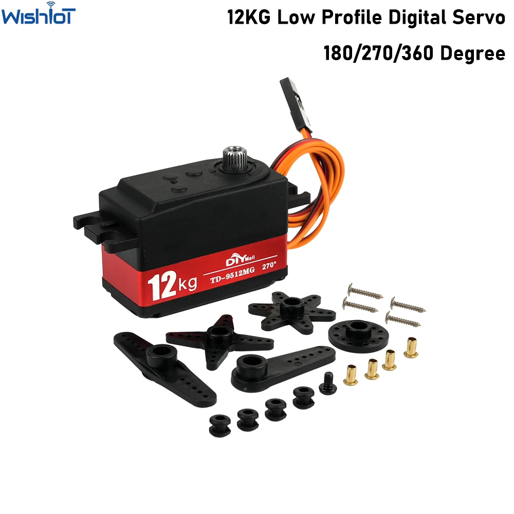 

12KG Digital Servo Low Profile Servo Full Metal Gear High Torque 4.8-7.4V 180/270/360 Degree for 1/10 1/8 RC Car Robot TD-9512MG