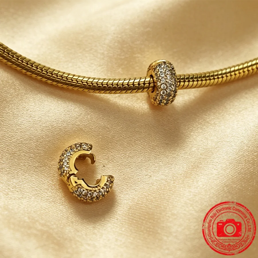 Neue Original-Charms-Perlen, runder Clip-Charm & Eiffelturm & transparenter Pavé-Clip-Charm, passend für Anhänger-Armbänder, Damenschmuck, Geschenk