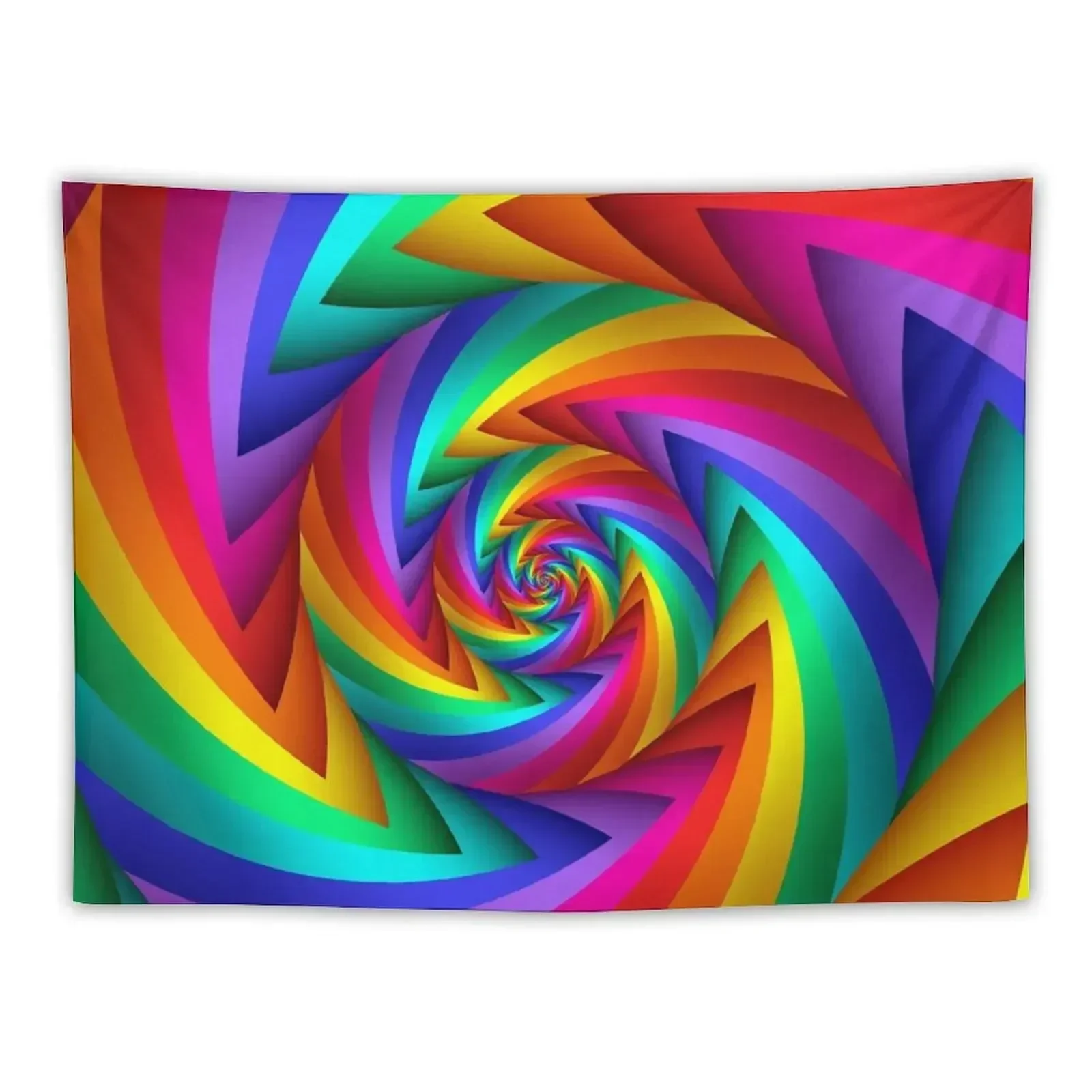 Rainbow Fractal Spiral Tapestry Aesthetic Room Decors Custom Art Mural Home Decor Accessories Tapestry