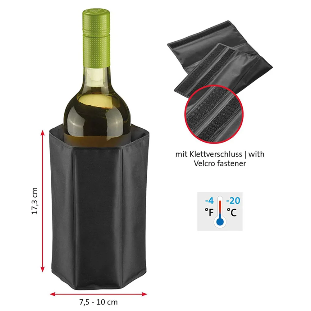 Cooler Bottles Sleeves Black Champagne Freezer Gel Home Keep Drinks Cool Long Lasting 17.3 X 14.5 X 1cm Replacements