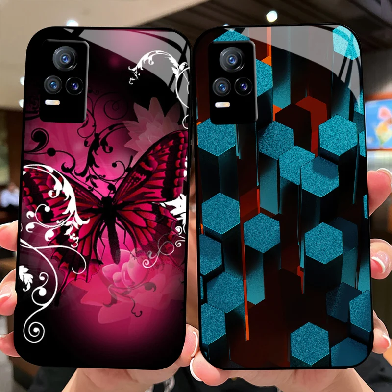 For VIVO V20SE V21 V21S V21E V25 25E V29E V30E Y70 Y71T Y200 Y300 X80Lite Tempered Glass Phone Case X80 Lite Funda Coque