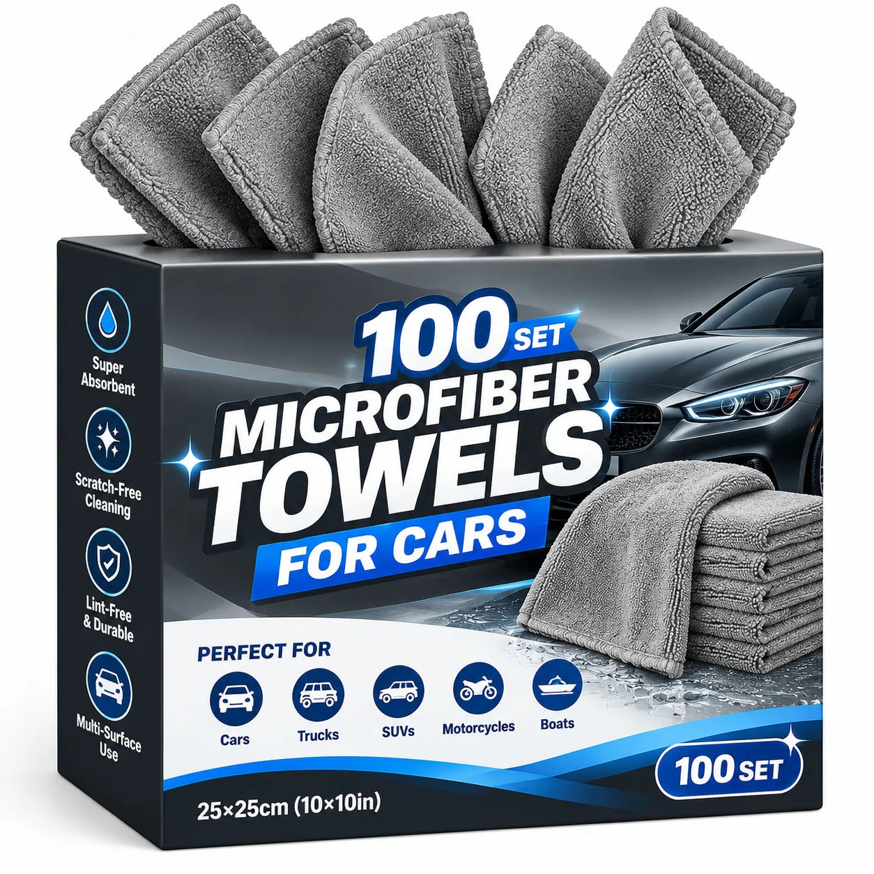 30x30cm Microfiber Cleaning Cloth Soft Absorbent Kitchen Towel for Household Cleaning Car Wash Glass Polishing