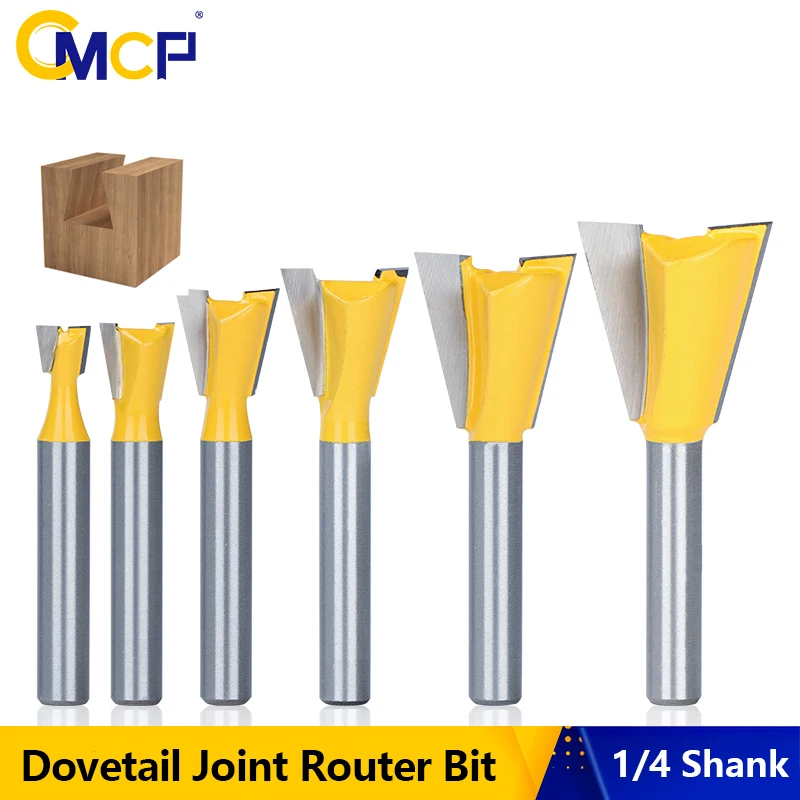 

CMCP Wood Milling Cutter 6mm 1/4 Shank Dovetail Joint Router Bit 14 Degrees Carbide Wood Cutter Woodworking Tools