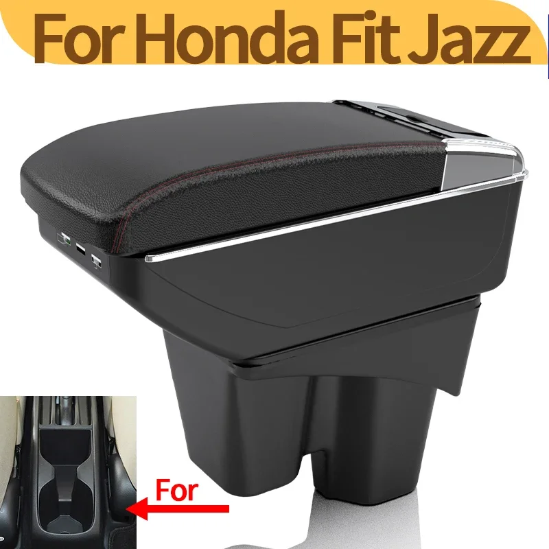 

Для Honda Jazz/FIT модернизация салона автомобиля, повышающий подлокотник для центральной консоли, многофункциональный ящик для хранения, USB-аксессуары, черный