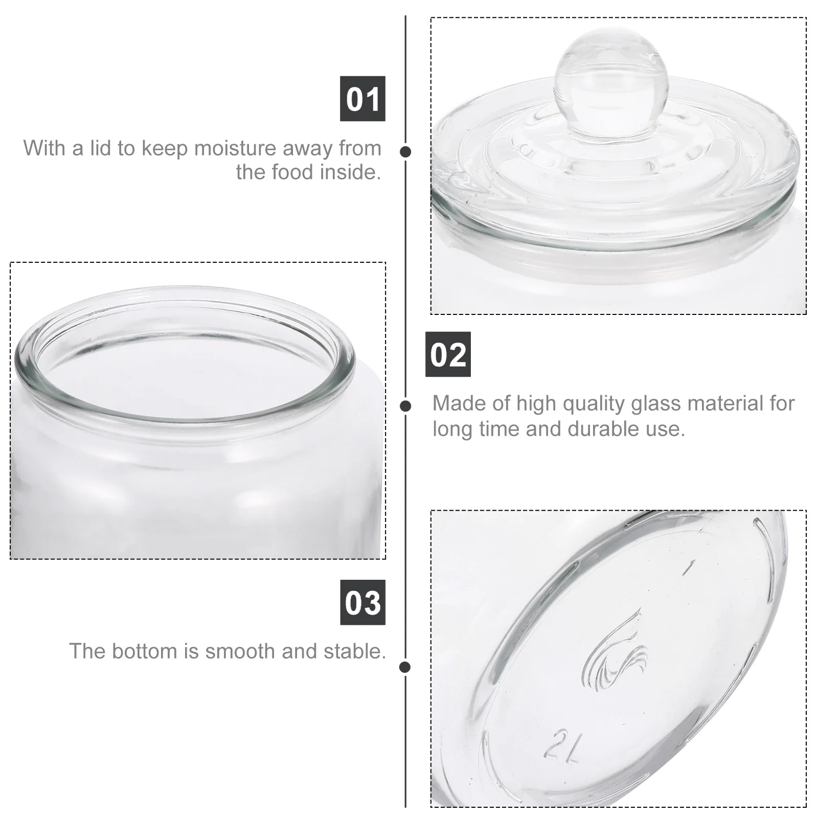 

Glass Storage Jar Practical Food Container Transparent Cereals Canister Sealed Airtight Jars Sealed Canisters