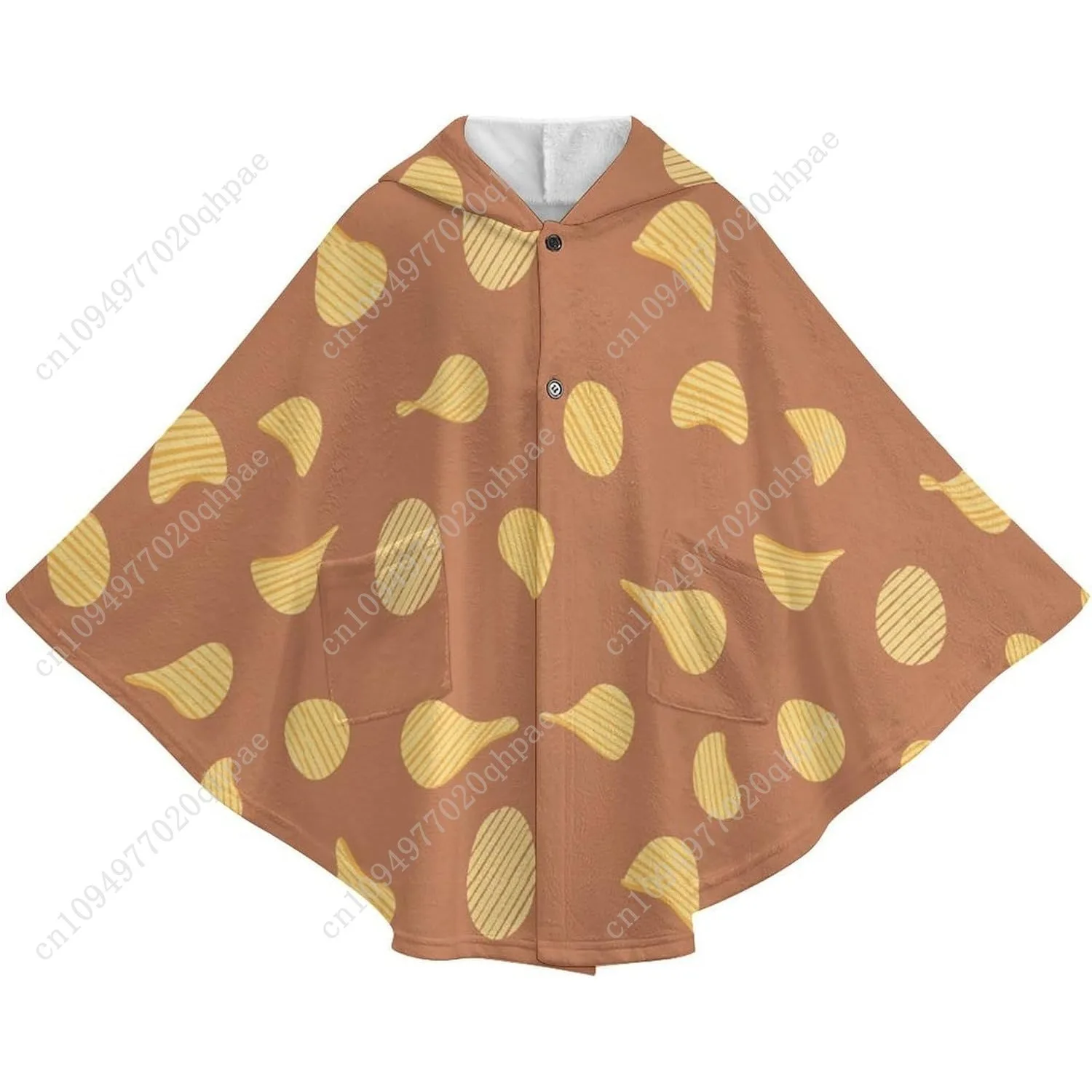 سترة بطانية مريحة من الفلانيل، سترة بقلنسوة كبيرة الحجم بأشكال برتقالية مع جيوب للأطفال والمراهقين #4