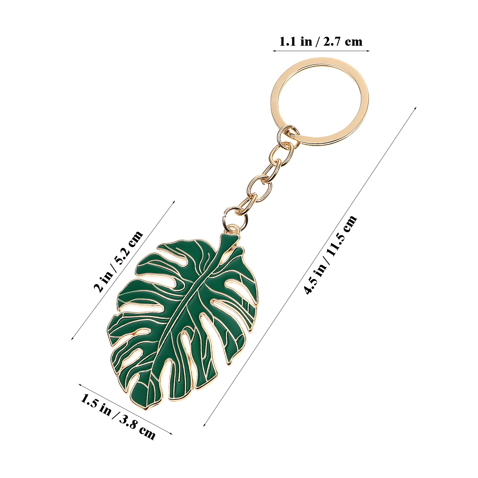 ของขวัญ Key Fob แฟชั่นจี้สีเขียว Leaf Party Favors บุคลิกภาพผู้ถือแหวนโลหะ