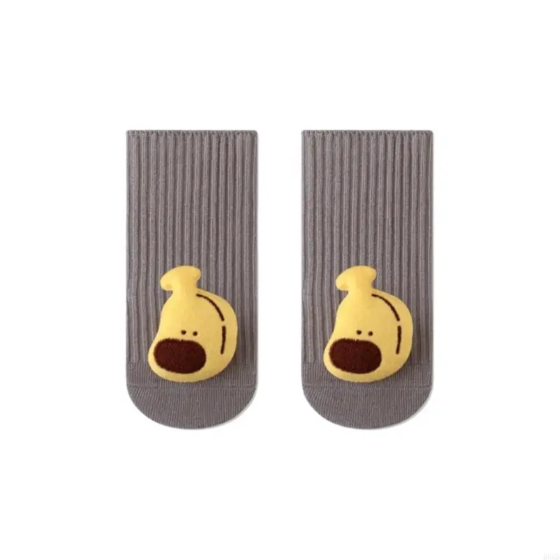 R66D 1 pair 2025 Newborns Socks Spring Fall Anti Slip Middle Tube Under Knee Socks Cartoon for Baby Learn to Walking