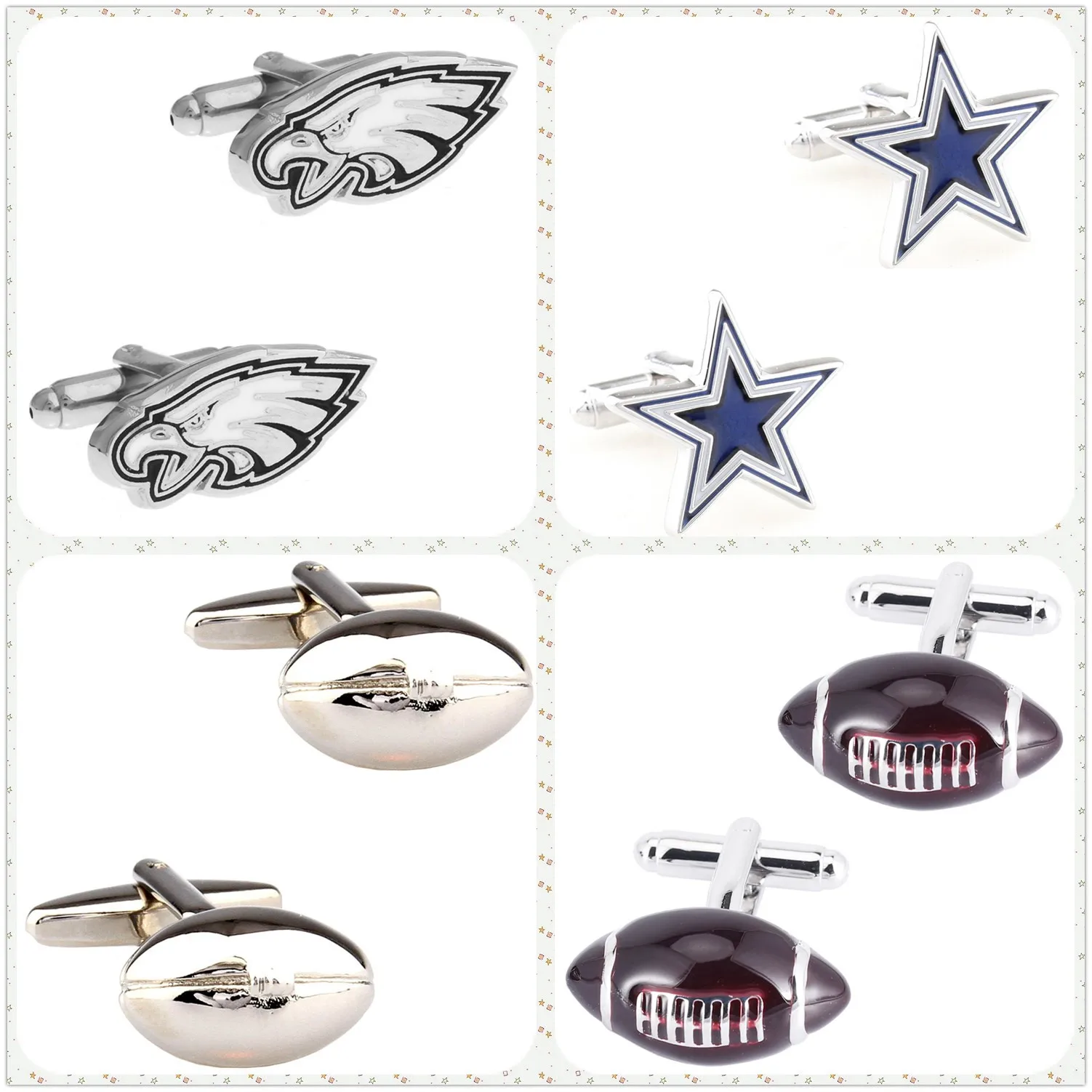 

4 Styles TZG Sports Cufflinks Men Cuff Links American Football 1 Pair Shipping