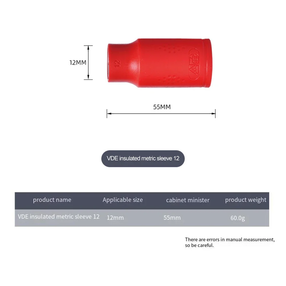 Electrical Insulation Insulated Socket Wrench 3/8 Ratchet Wrench Chrome Vanadium Steel Electric Shock Prevention