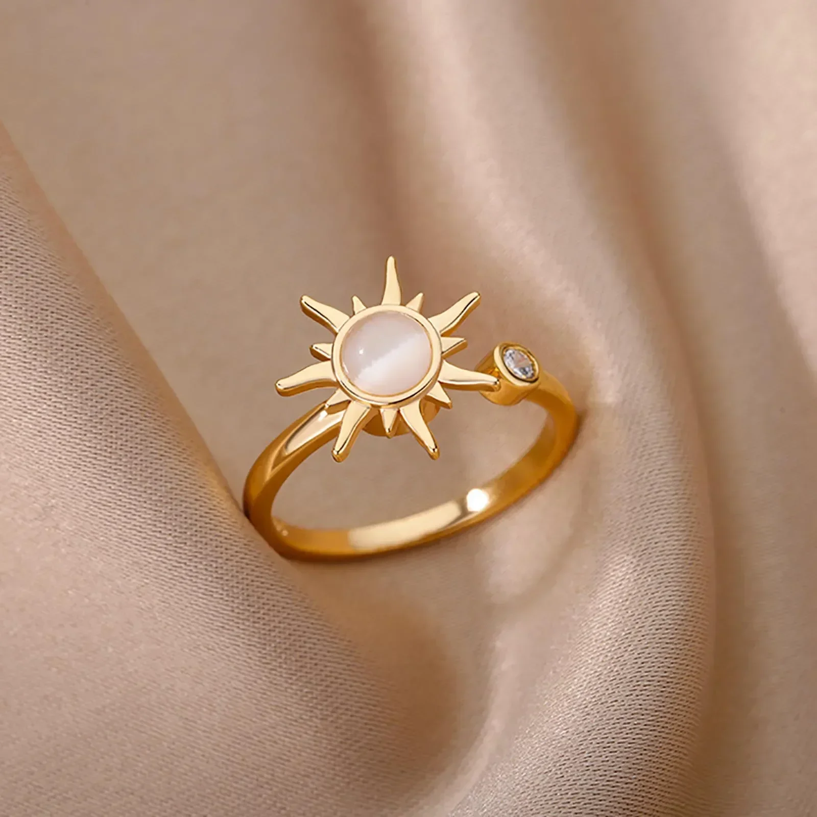 Edelstahlringe für Frauen, ästhetisches Herz, goldfarben, Ehering, Vintage, wasserdicht, Hochzeitsschmuck, Abschlussball, Accessoires, Geschenk