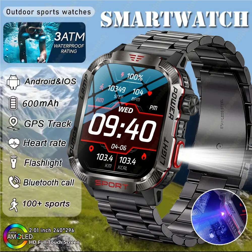 

2025 New Military Outdoor 600mAh Battery Smart Watch Men GPS Sports Heart Rate IP68 Waterproof Bluetooth Call Smartwatches Men