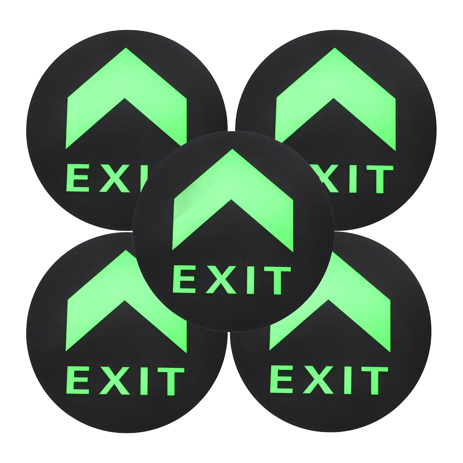 5Pcs Exit Glow Safety Sign Floor Stickers Night Glow Adhesive Exit Decals Direction Indicator Guide for Emergency