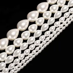 Waterdrop White Imitation Pearl Beads DIY Charms Glass Bracelet Necklace Earrings Loose Bead For Jewelry Making diy