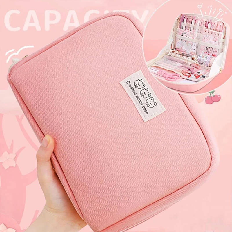 Cute Large Capacity Pencil Cases Pencil Bag Pouch Holder Box for Girls Office Student Stationery Organizer School Supplies