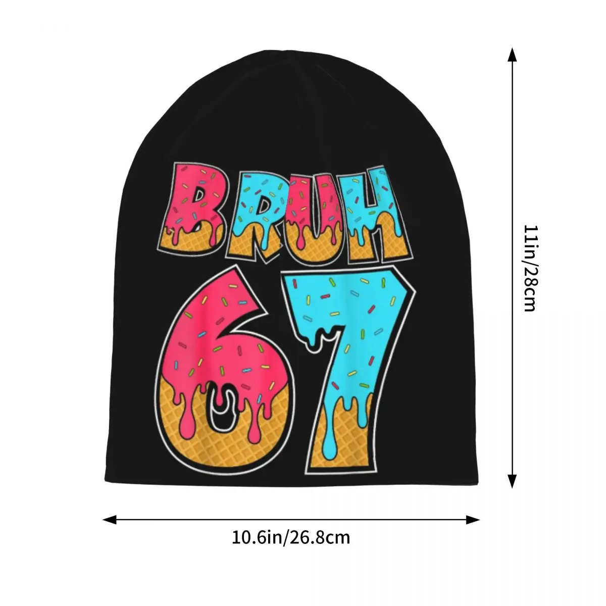 Bruh 67 Brainrot Bonnet Hat Autumn Winter Outdoor Skullies Beanies Hat Ice Cream Meme Six Seven for Men Women Warm Elastic Caps