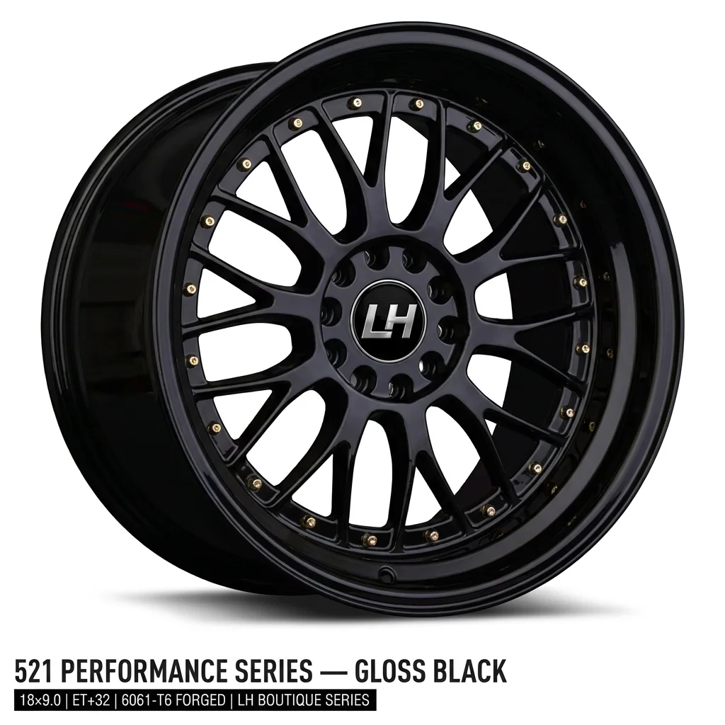 18 Inch 9J 521 Series Performance Forged Wheels Monoblock 2-Piece Mesh Design All Black Universal Luxury Sedan Rims - view 2