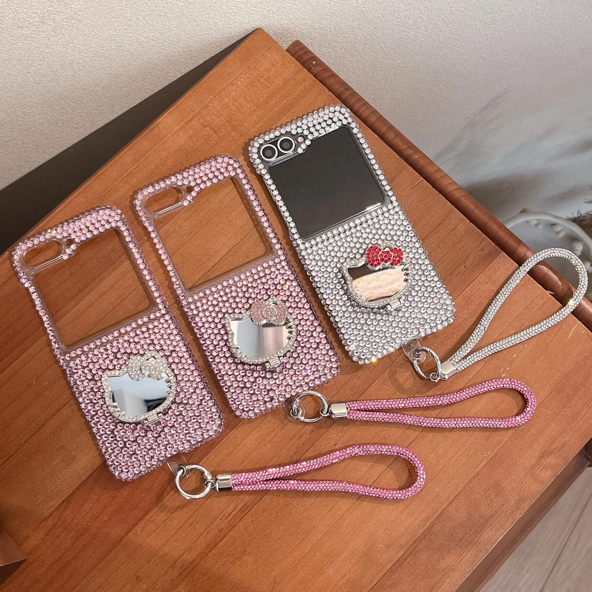 

Sparkling Diamond Cat Mirror Stand for Samsung Galaxy Z Flip 8 7 6 5 Protective Back Cover for ZFlip8 ZFlip6 ZFlip7 Case Shell