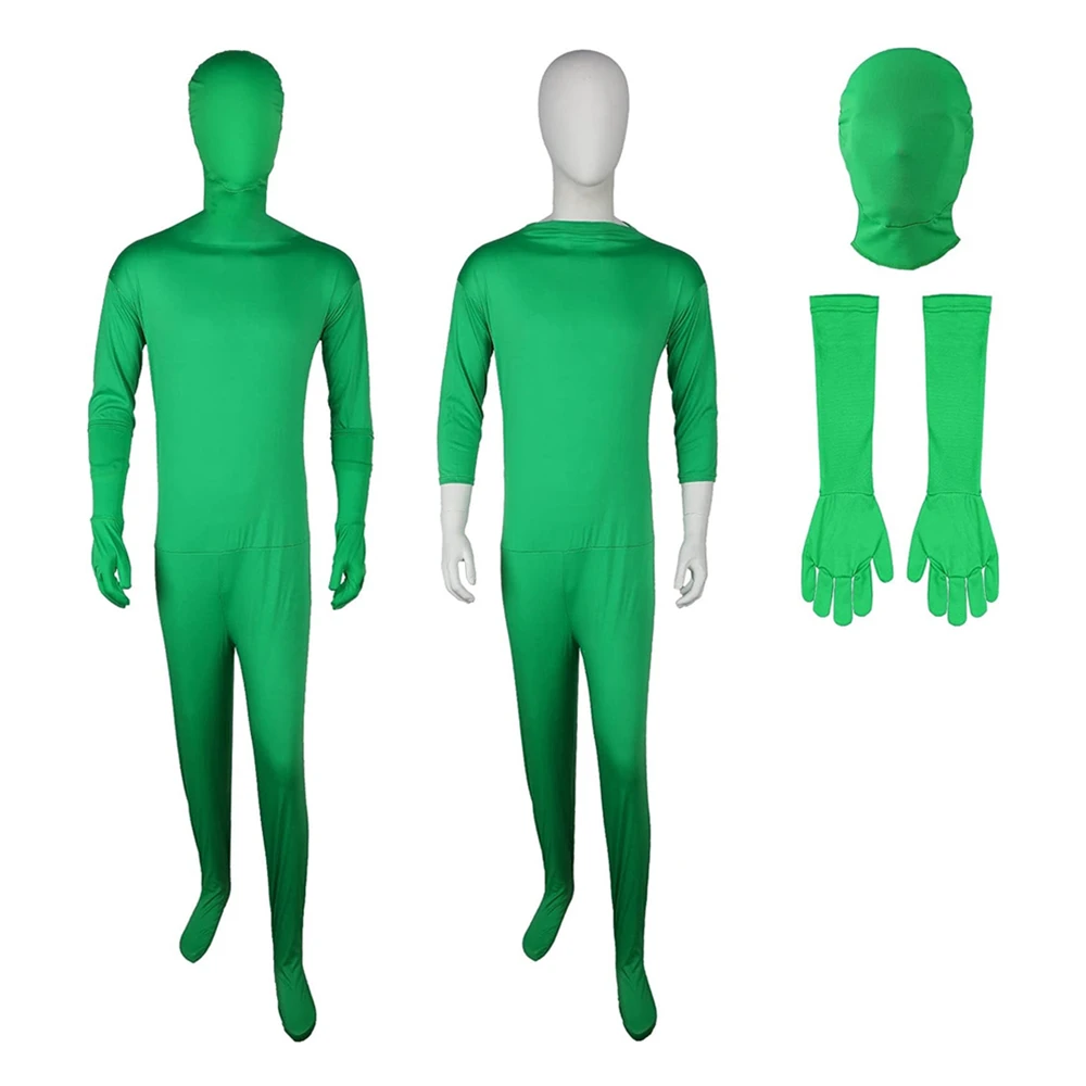 Stretchy Body Green Screen Photography Accessory Suit Comfortable Tight Fit for Invisible Chroma Key Background