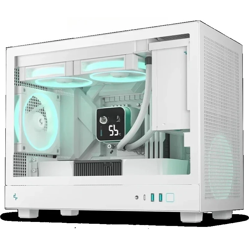 Deepcool CH160 PLUS Black/White Tempered Glass Version M-ATX Pc Case Support 240 AIO Cooler Gaming Case