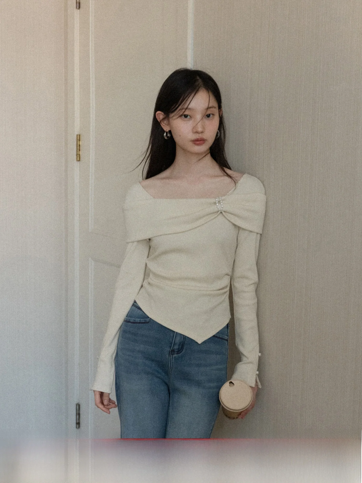 

Женская зимняя базовая футболка Ele Pure Color с длинным рукавом, облегающая, с высокой талией, новый дизайн