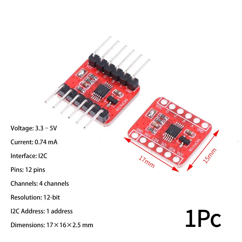 1Pc MCP4728 12-Bit DAC Module 4-Channel Interface Programmable Voltage Reference With EEPROM Storage For Electronics Projects