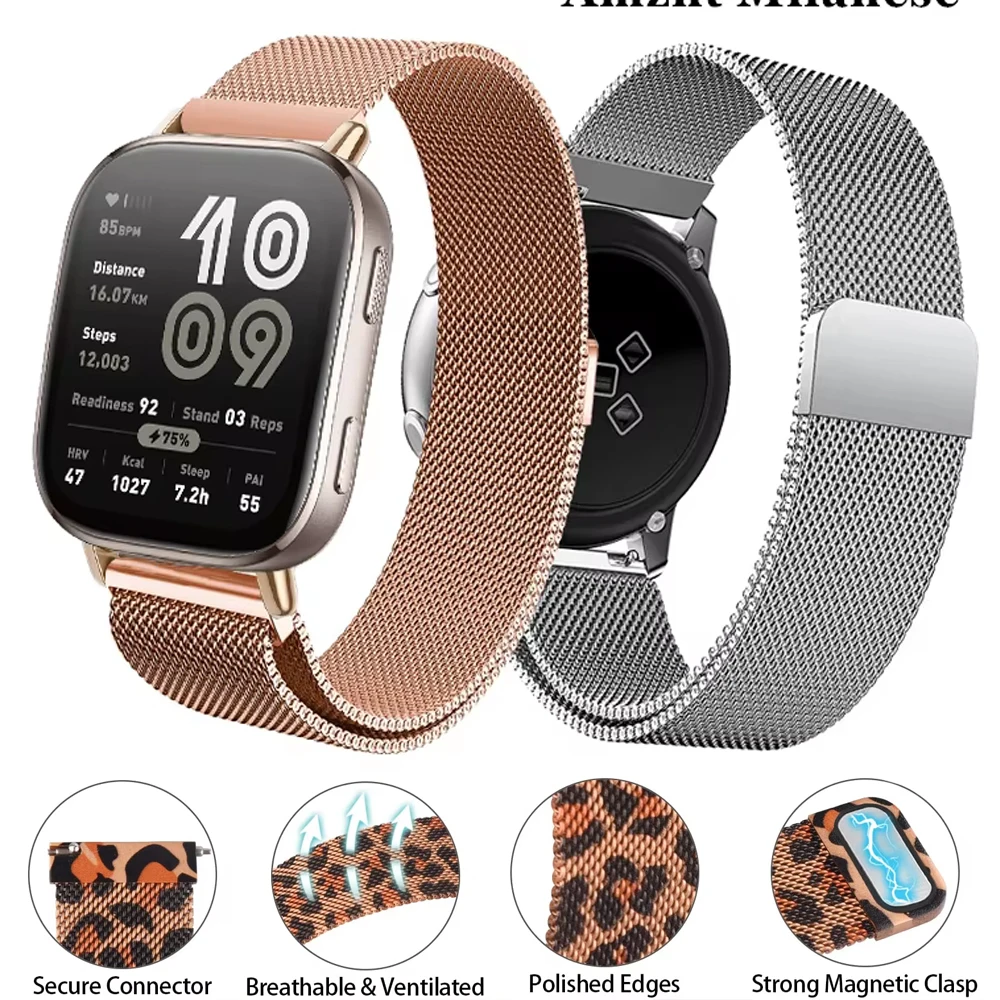 

Magnetic Loop for For Amazfit Bip 6 Strap 22mm Band Metal Mesh Smartwatch Wrist Bracelet Correa For Amazfit Bip6 Watchbands