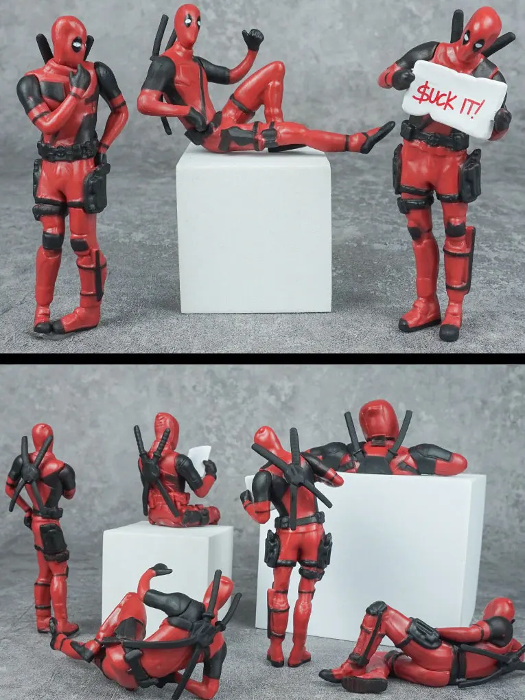 6 figurines décoratives Deadpool pour bureau, voiture, maison, 8 cm, X-MAN, figurines amusantes et mignonnes