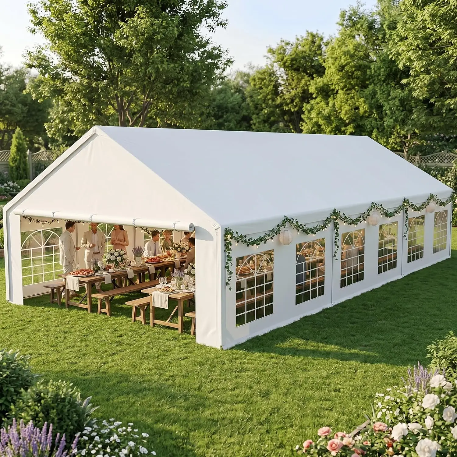 20x40 Party Tent Heavy Duty, Wedding Event Shelters Galvanized Outdoor Canopy with Removable Sidewalls, Large, Customized