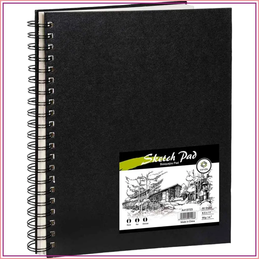 8.5x11 Hardbound Spiral Sketchbook, 80 Sheets 90gsm Acid-Free Art Paper for Drawing & Sketching