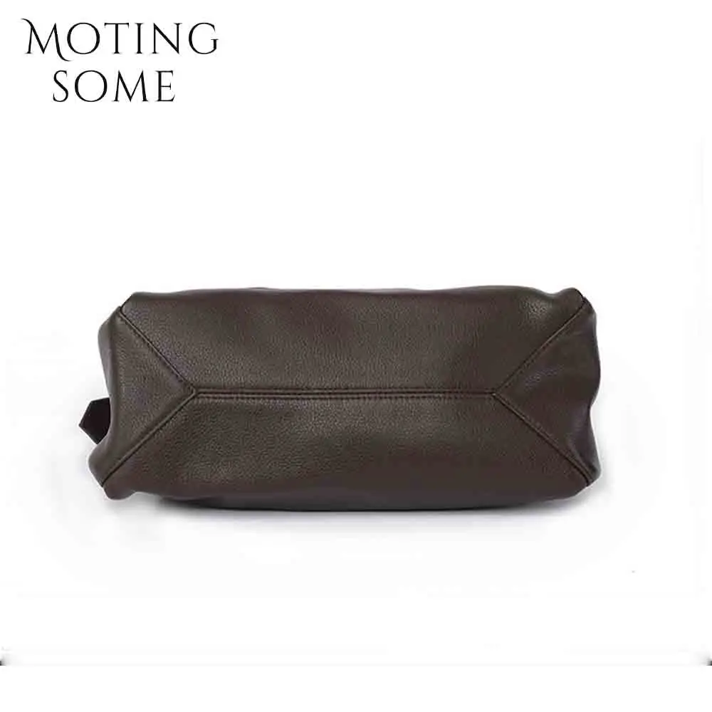 Motingsome Minimalism Style Women Saddle Bags Full Grain Cowhide Shoulder Handbag Mini Tote Daily Bag American Pillow New 2024