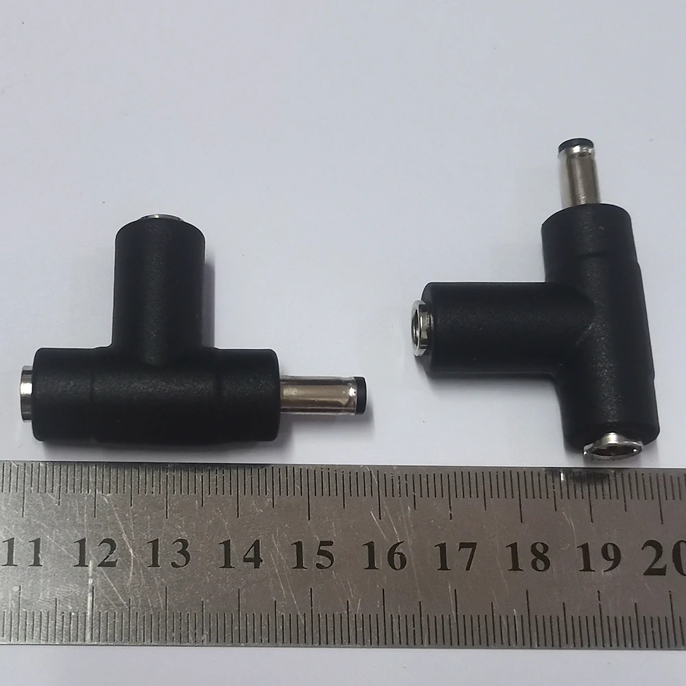 1 Stück T-förmiger DC-Stromadapter 5,5x2,1mm / 5,5x2,5mm Stecker auf Doppel-Buchse DC-Anschluss für CCTV, LED-Streifen, Laptop-Stromversorgung – Detail 2