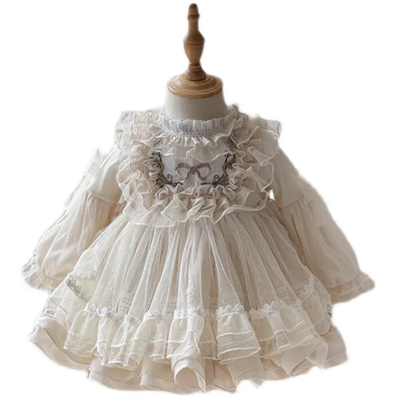 

Summer Girl Long sleeved Dress Mesh Princess Fashion Dress 1-7T