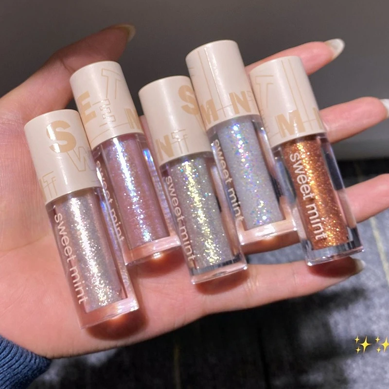 Ombretto liquido glitterato Illumina il trucco del baco da seta sdraiato Liquido diamante impermeabile Illumina i cosmetici per il trucco duraturo del baco da seta