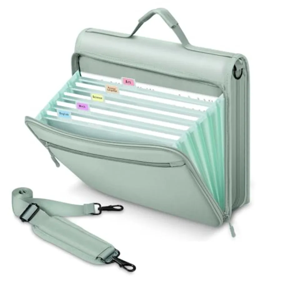 

3 Ring Zipper Binder with Accordion File Organizer Portable Oxford Binder Organizer with Handle and Shoulder Strap Large Capaci