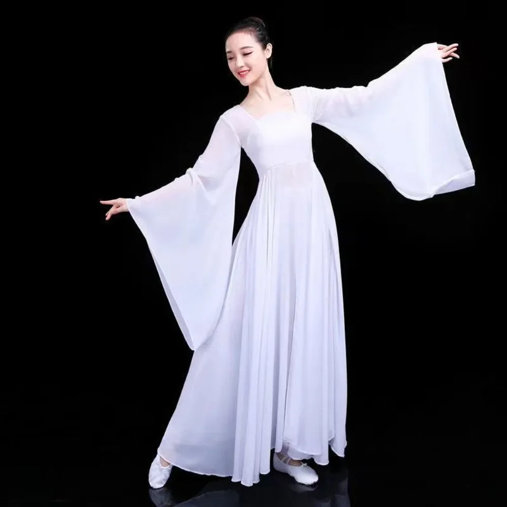 클래식 Hanfu Yangko 댄스 의류 여성 중국 우아한 민속 무용 의상 팬 댄스 전통 Hanfu 오리엔탈 드레스