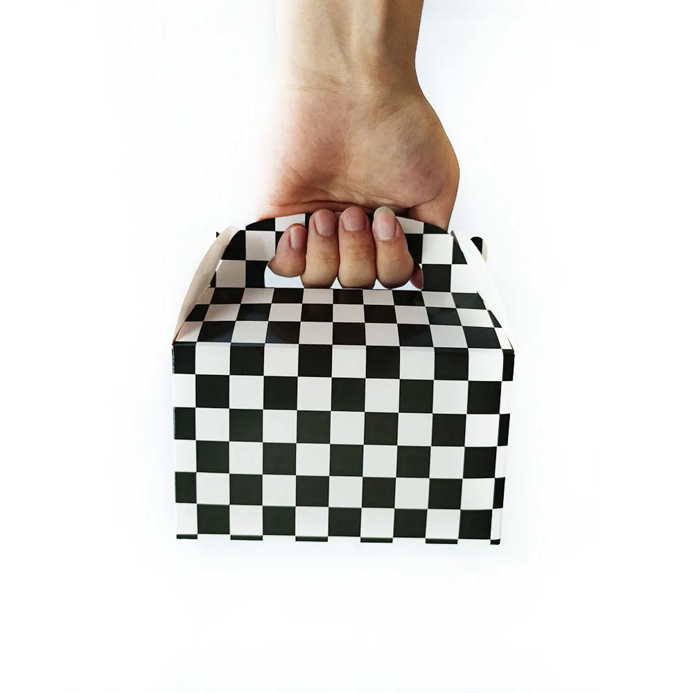 5/10/20/30/50pcs Black White Checker Gift Box Candy Snack Paper Box Boys Racing Theme  Birthday Party Favor Decoration Supplies