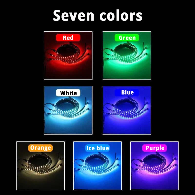 سيارة Led تدفق الضوء الملونة الهيكل شرائط مصباح مرنة مقاوم للماء سيارة تحت الوهج جو شريط مصابيح #3
