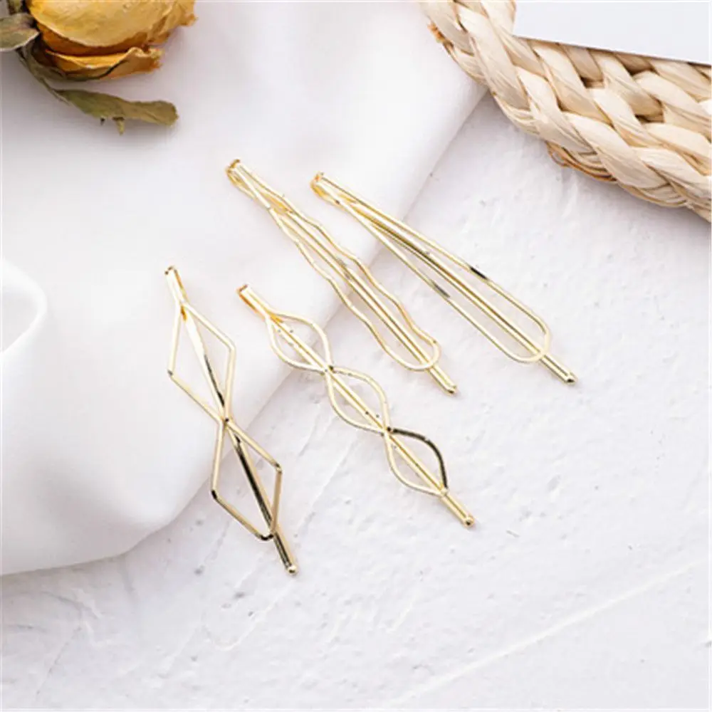 4pcs/set New Hair Accessories Women Geometry Hair Clip Geometric Rhombus Barrettes Girls Hairgrips