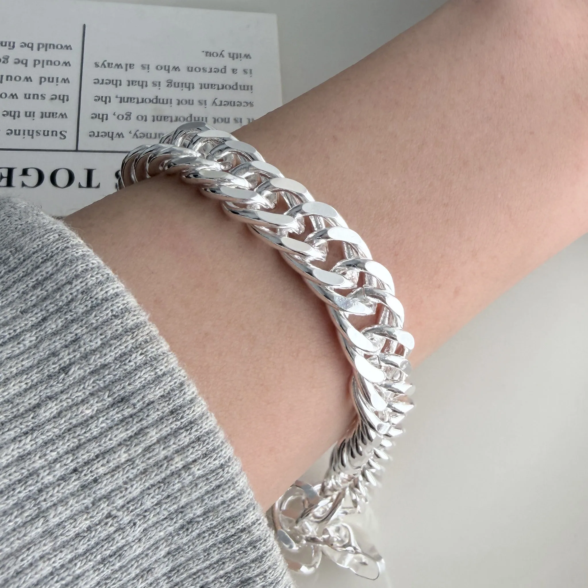 925 Sterling Silver Bracelets for Women Men String Accessories Retro White Chain Pattern Pendant Party Jewelry Gift