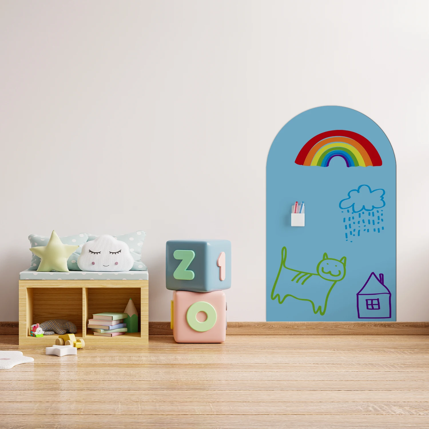 Selbstklebende Weiche Magnetische Bogenförmige Whiteboardtafel, Kinderzimmer-Dekoration und Lernschreibtafel – Detail 9