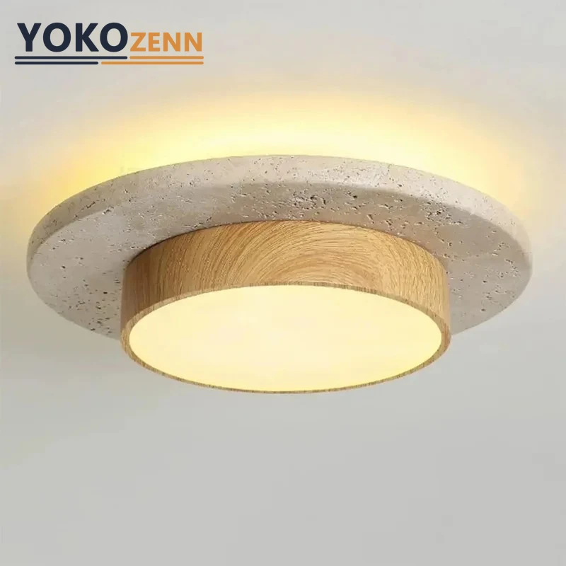 

Потолочные светильники YOKO Wabi-Sabi из камня, круглые, из желтого травертина, для балконов, коридоров, гостиных, внутреннего освещения