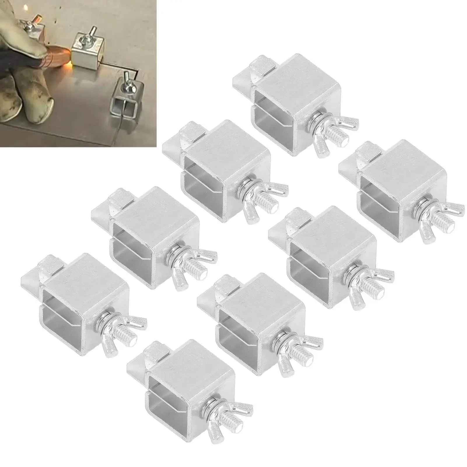 8Pcs Silver Aluminum Alloy Butt Welding Clamp Set for Auto Body Panel Repair Welding Tools