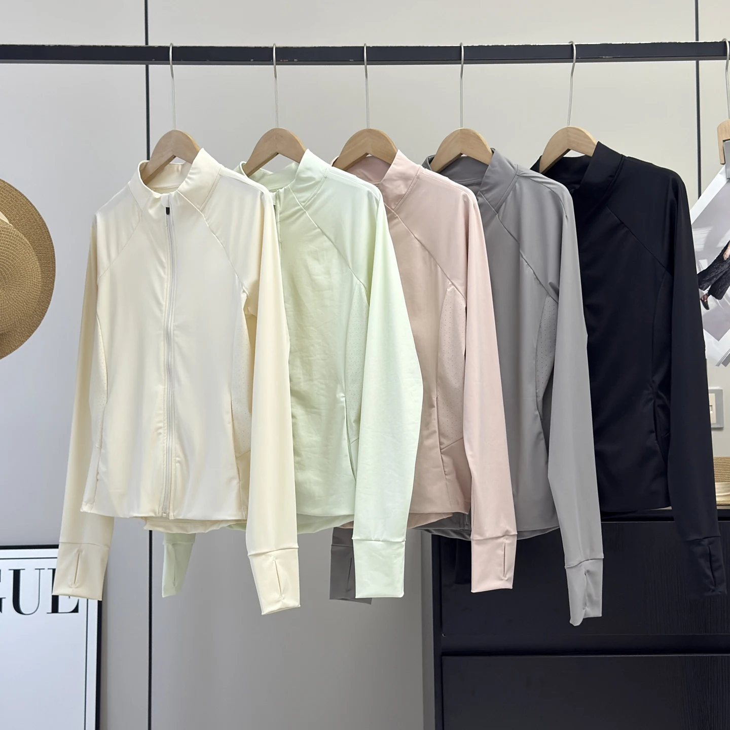 

LU Series Outdoor Sports Yoga Jaet Women's Slim Fit Stand Collar Breathable Sun Protection Outerwear Side Vent Hole