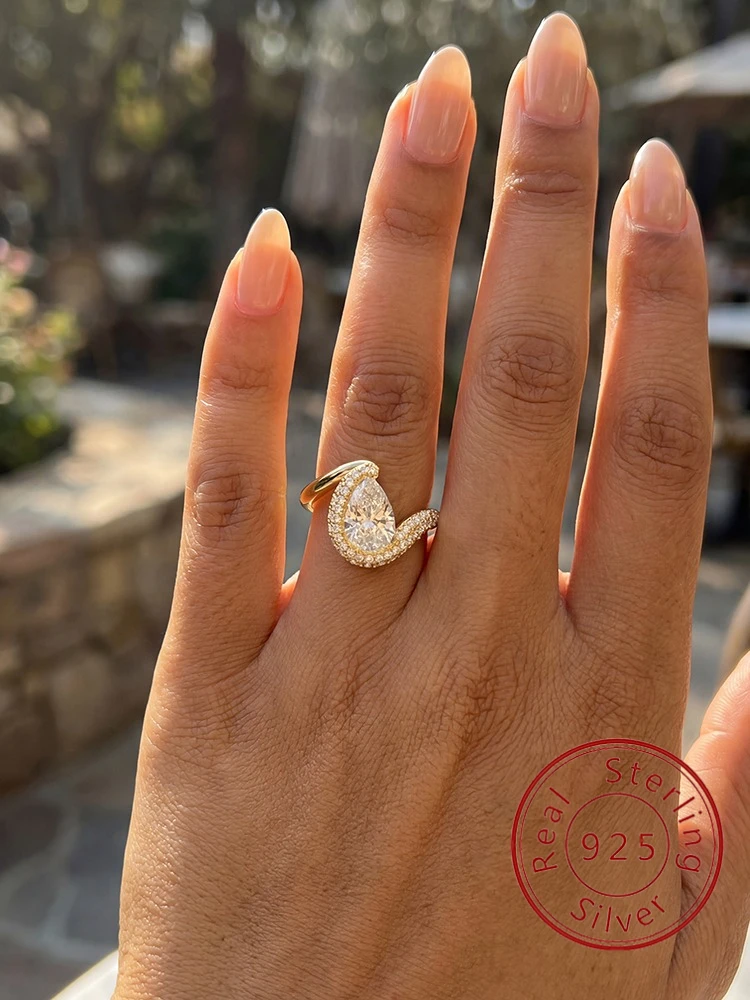 925 Sterling Silver Fashion Advanced 6*9mm Waterdrop Zircon Ring For Women Wedding Party Daily High Quality Fashion Fine Jewelry