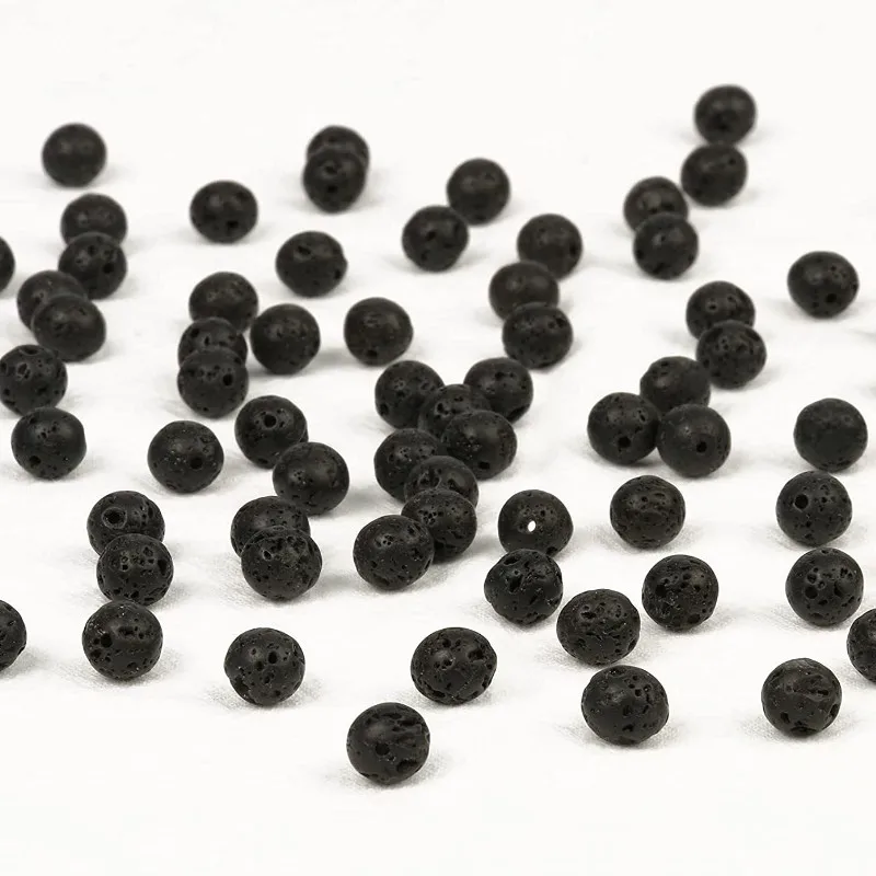 Black Volcanic Lava Beads Round Spacer Beads for Jewelry Making Handmade Diy Bracelet Necklace