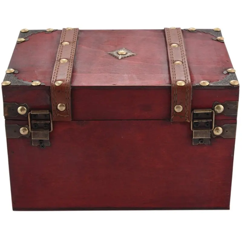 5X Retro Treasure Chest Vintage Wooden Storage Box Antique Style Jewelry Organizer For Jewelry Box Trinket Box Big