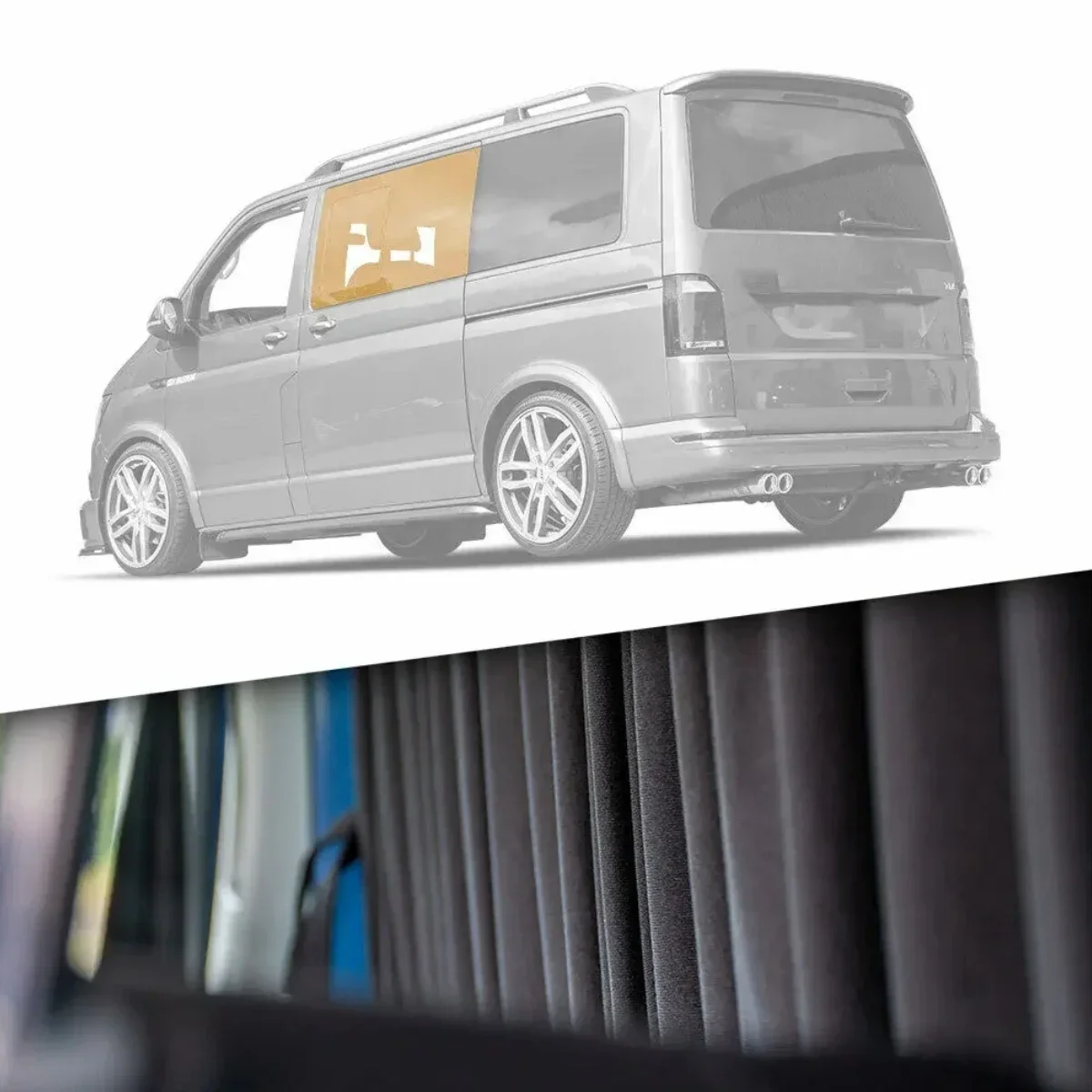 For VW T4 Transporter Caravelle 1990-2003 Tailored Blackout Curtain 80 Denier Fabric Centre Sliding Door Window 50*47cm