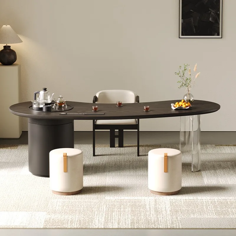 

Italian light luxury solid wood large board, office tea table
